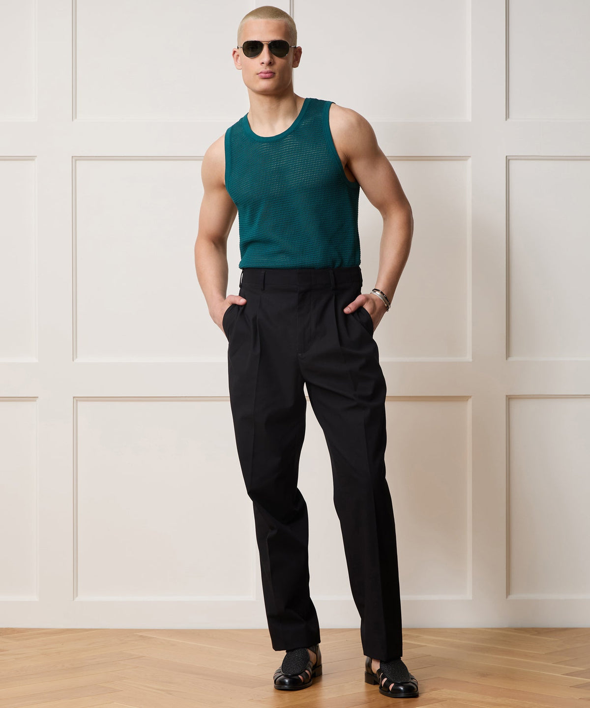 Todd Snyder Luxe Mesh Tank - Teal Noir