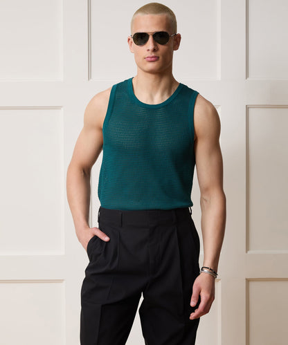 Todd Snyder Luxe Mesh Tank - Teal Noir