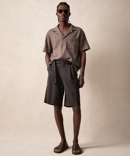 Todd Snyder Relaxed Wool-Cotton Herringbone Montauk Polo - Burlap