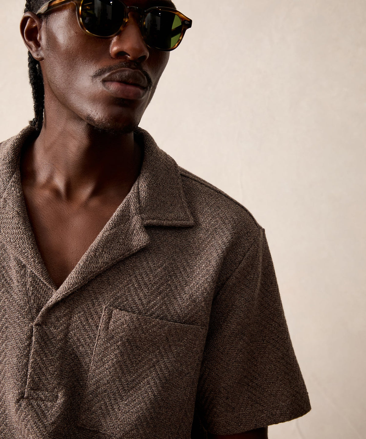 Todd Snyder Relaxed Wool-Cotton Herringbone Montauk Polo - Burlap