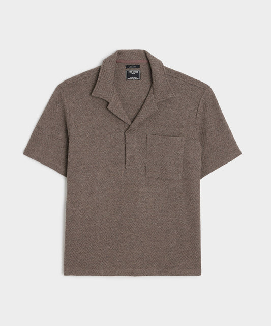 Todd Snyder Relaxed Wool-Cotton Herringbone Montauk Polo - Burlap