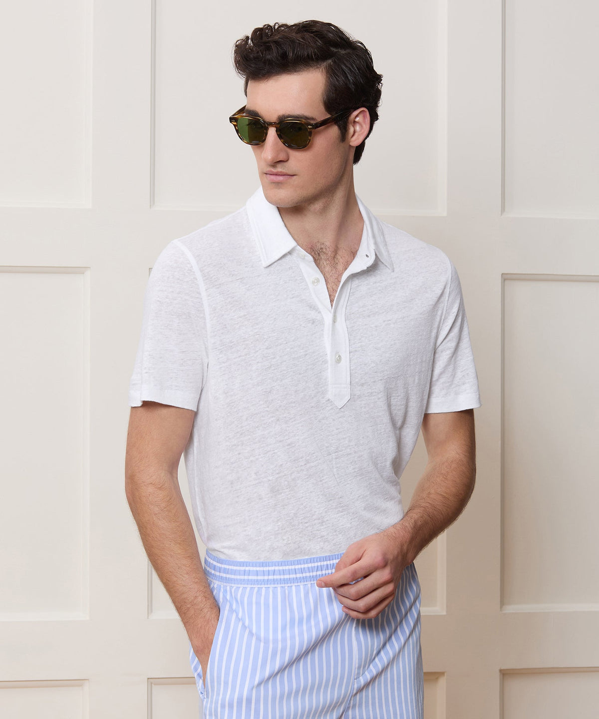 Todd Snyder Linen Polo - White