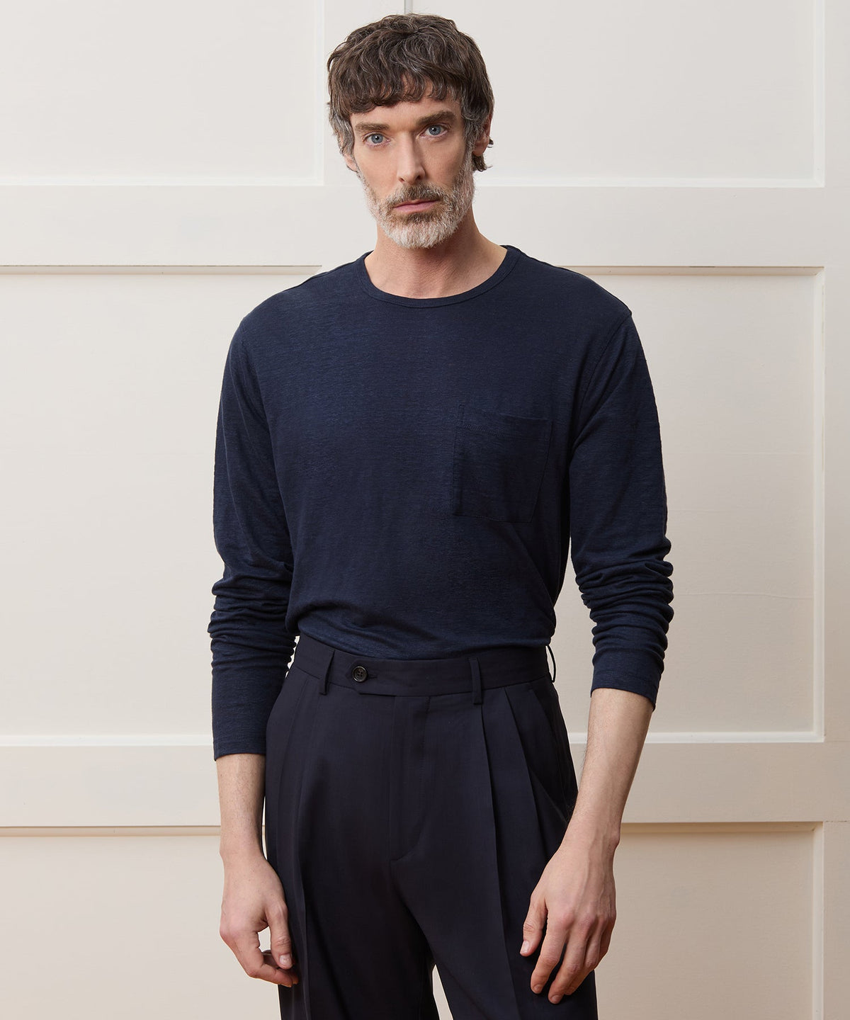Todd Snyder Linen Jersey Pocket Tee - Classic Navy