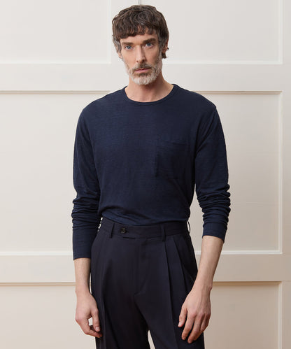 Todd Snyder Linen Jersey Pocket Tee - Classic Navy