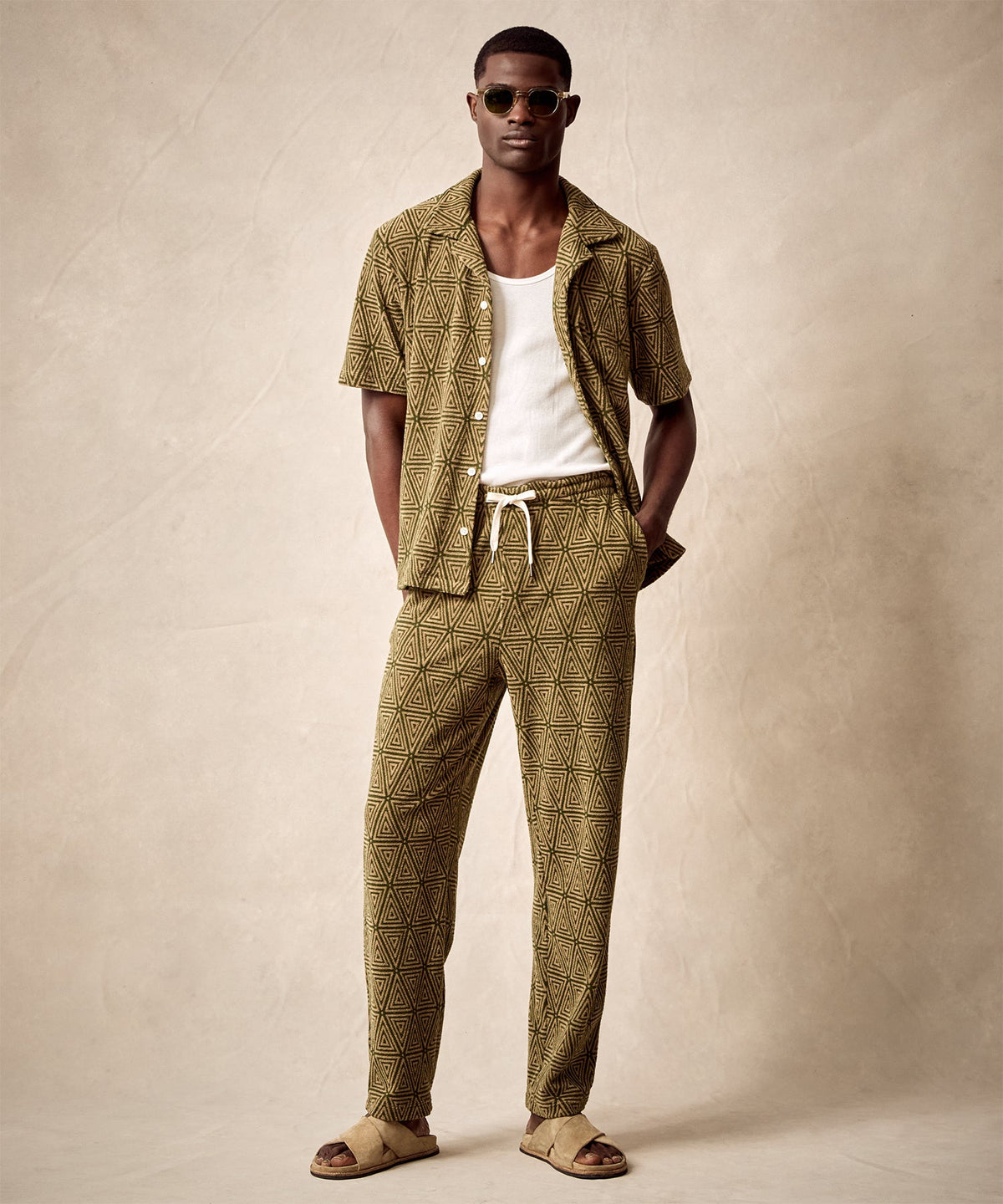 Todd Snyder Terry Jacquard Cabana Polo Shirt - Green Leaf