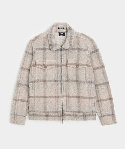 Todd Snyder Brushed Plaid Full-Zip Jacket - Stone