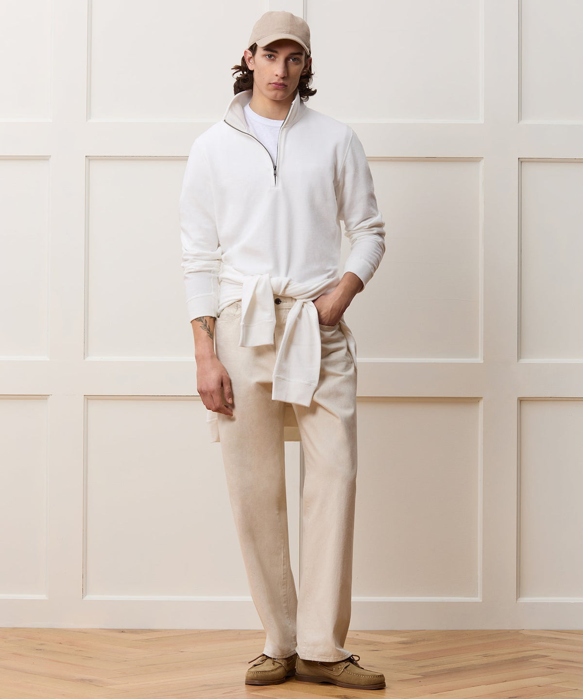 Todd Snyder Lightweight Terry Cloth Quarter-Zip - Alabaster