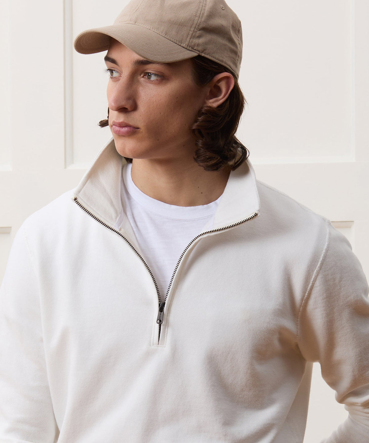 Todd Snyder Lightweight Terry Cloth Quarter-Zip - Alabaster