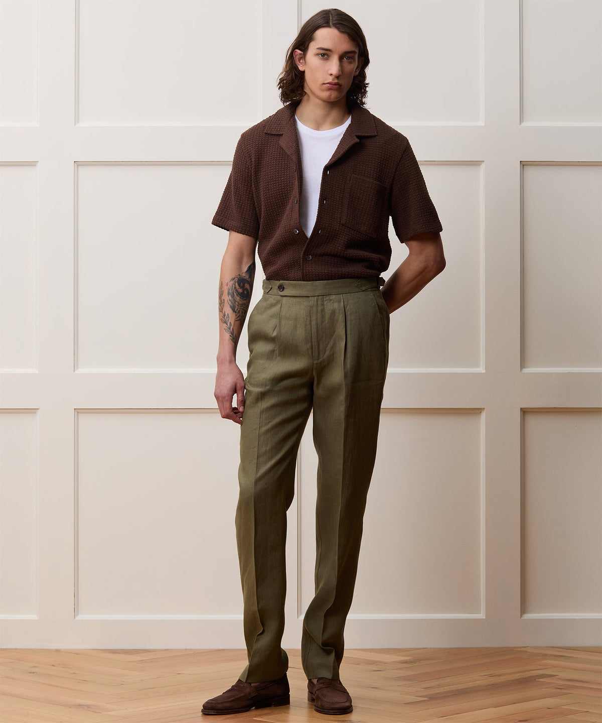 Todd Snyder Relaxed Textured Cabana Polo - Cigar