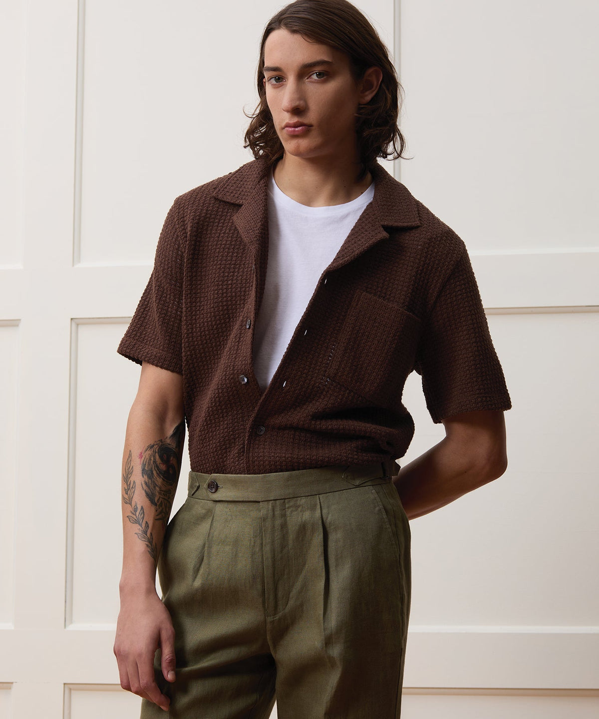 Todd Snyder Relaxed Textured Cabana Polo - Cigar