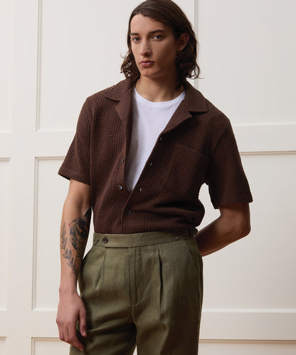 Todd Snyder Relaxed Textured Cabana Polo - Cigar