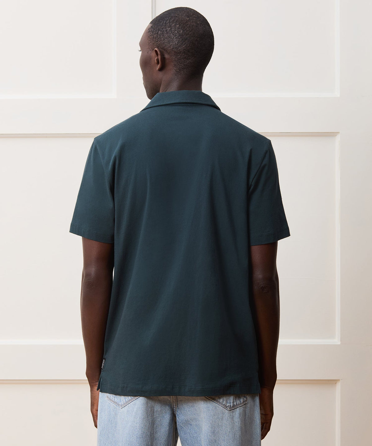 Todd Snyder Made in L.A. Jersey Full-Placket Polo - Poseidon