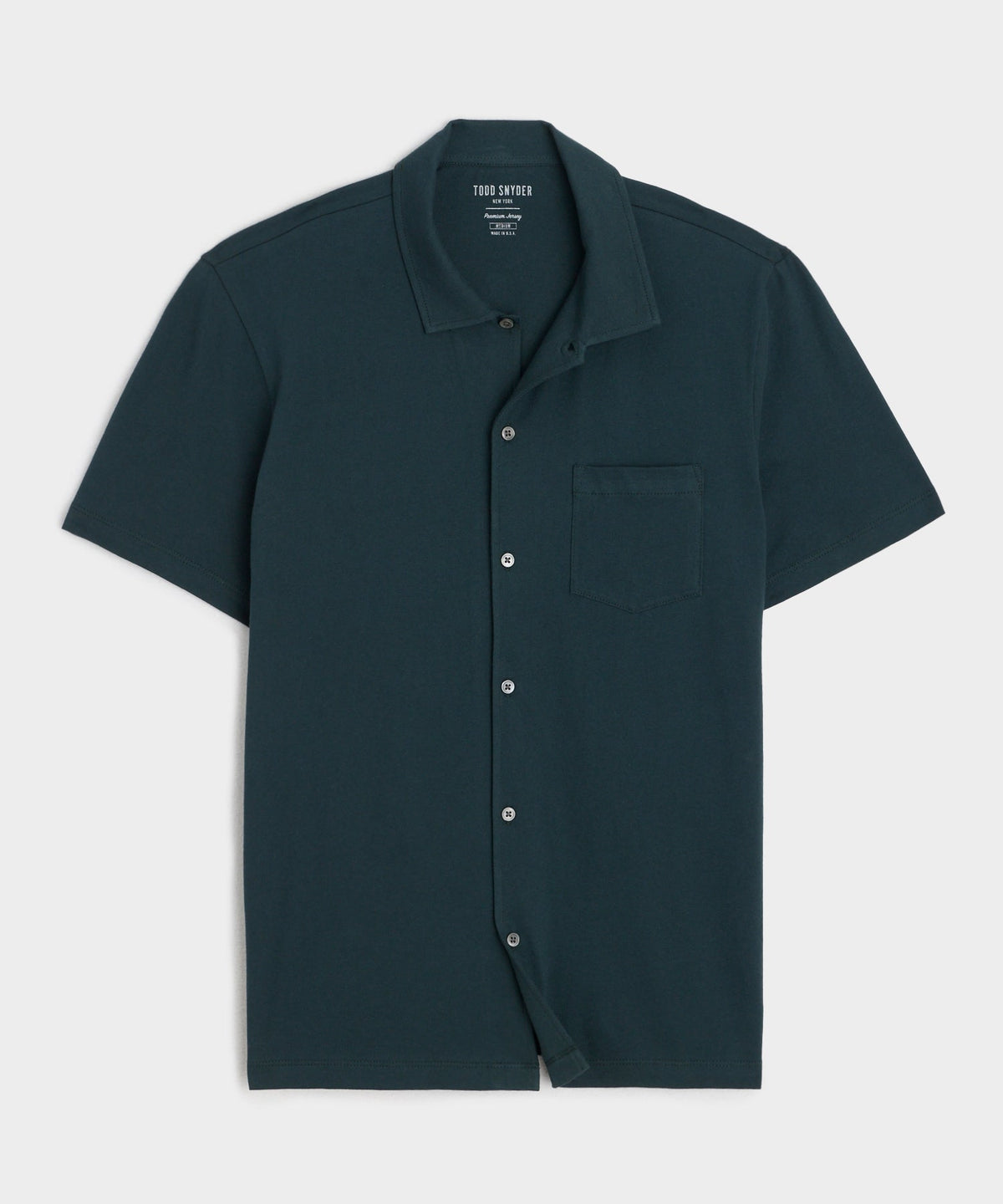 Todd Snyder Made in L.A. Jersey Full-Placket Polo - Poseidon