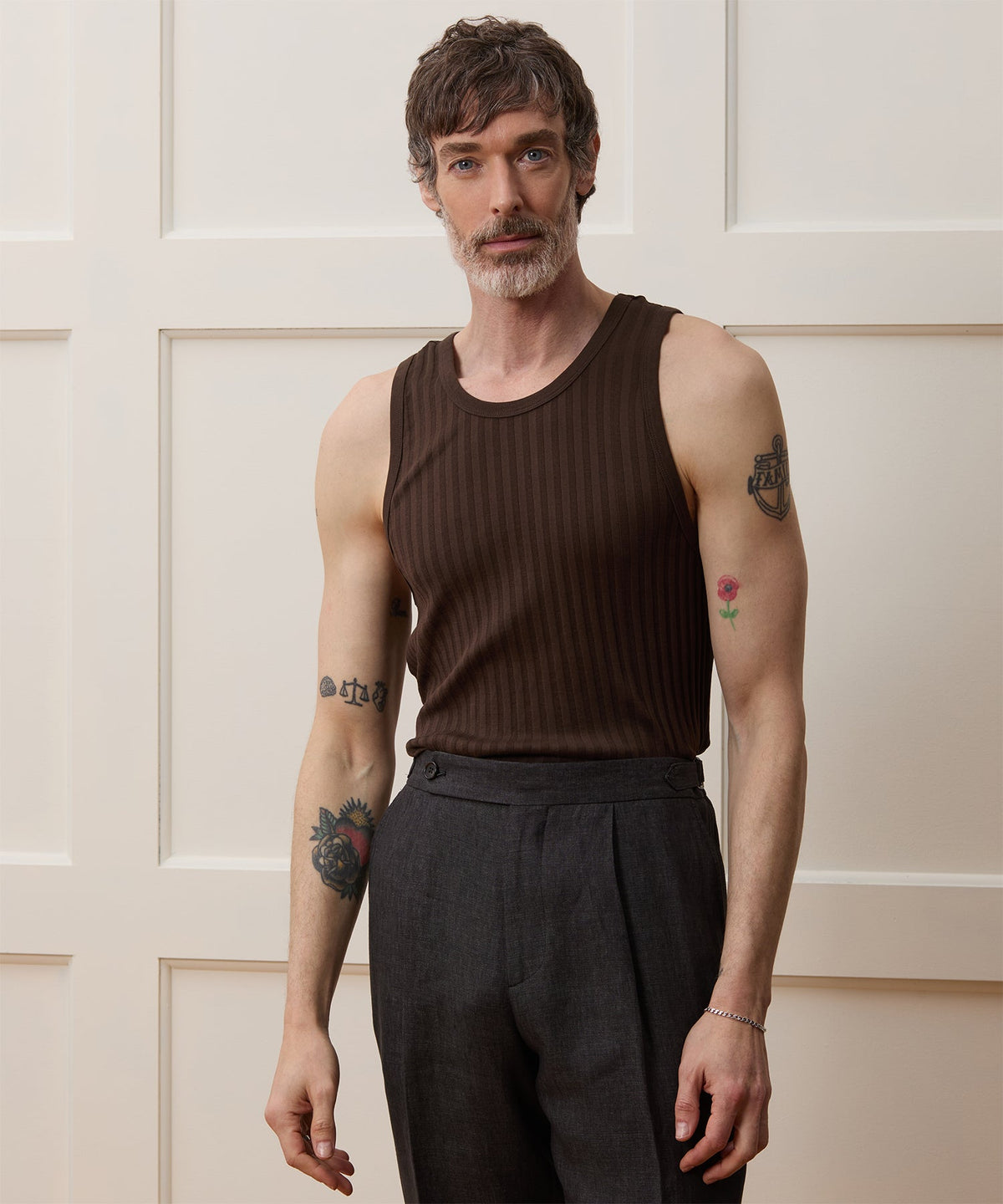 Todd Snyder Ribbed Tank Top - Peppercorn