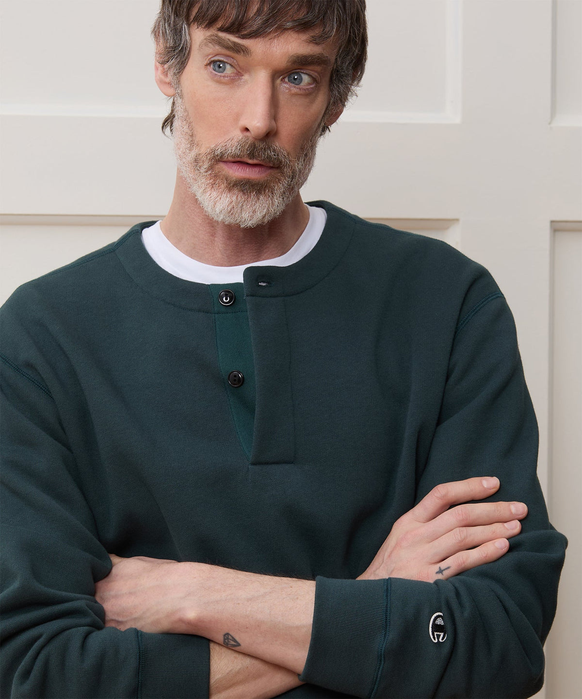 Todd Snyder Champion Henley Sweatshirt - Poseidon