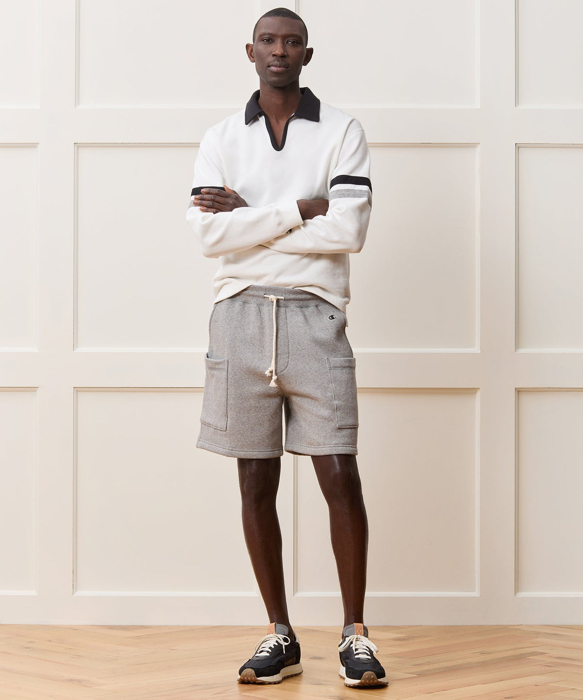 Todd Snyder Champion Relaxed Fleece Striped Polo - Alabaster