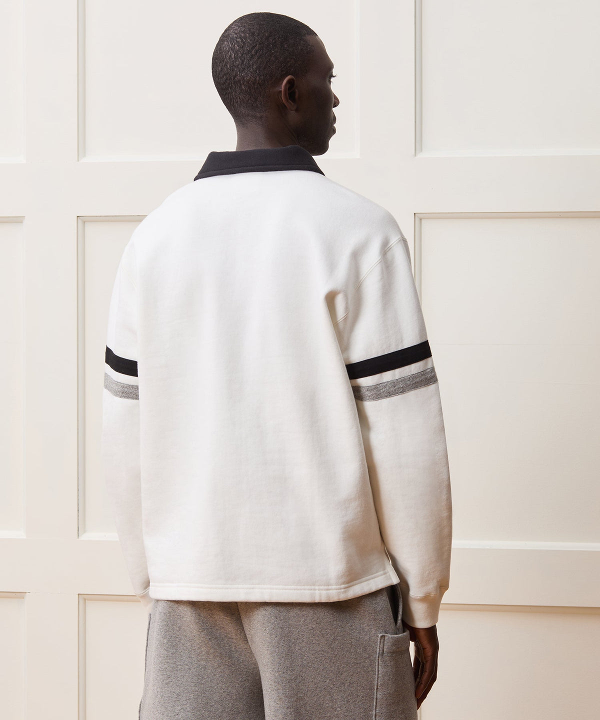 Todd Snyder Champion Relaxed Fleece Striped Polo - Alabaster