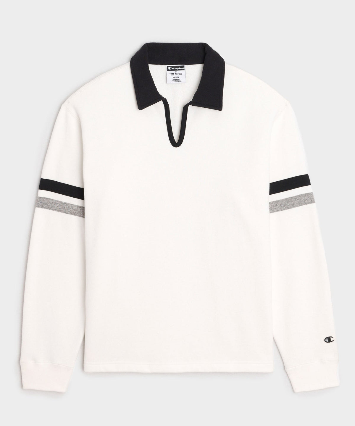 Todd Snyder Champion Relaxed Fleece Striped Polo - Alabaster