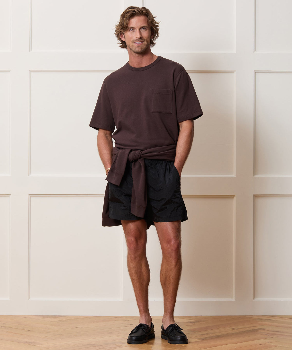 Todd Snyder Lightweight Terry Cloth Short-Sleeve Sweatshirt - English Brown