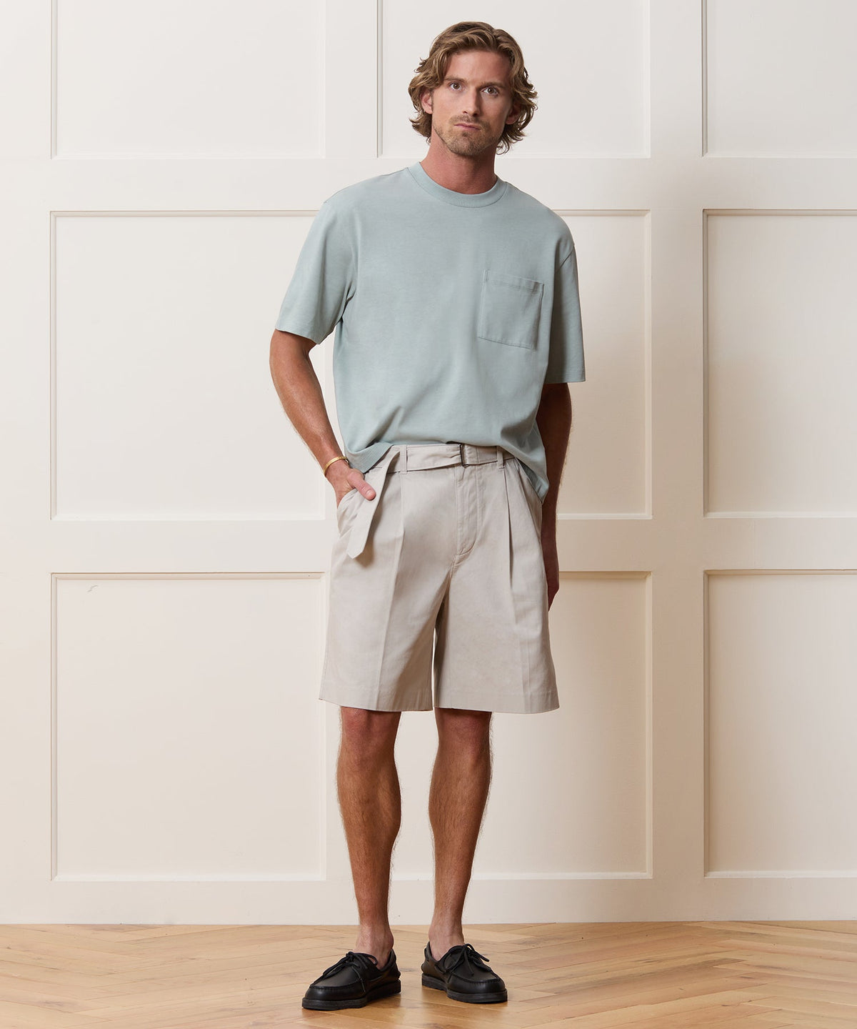 Todd Snyder 8" Cotton Self-Belt Short - Stone