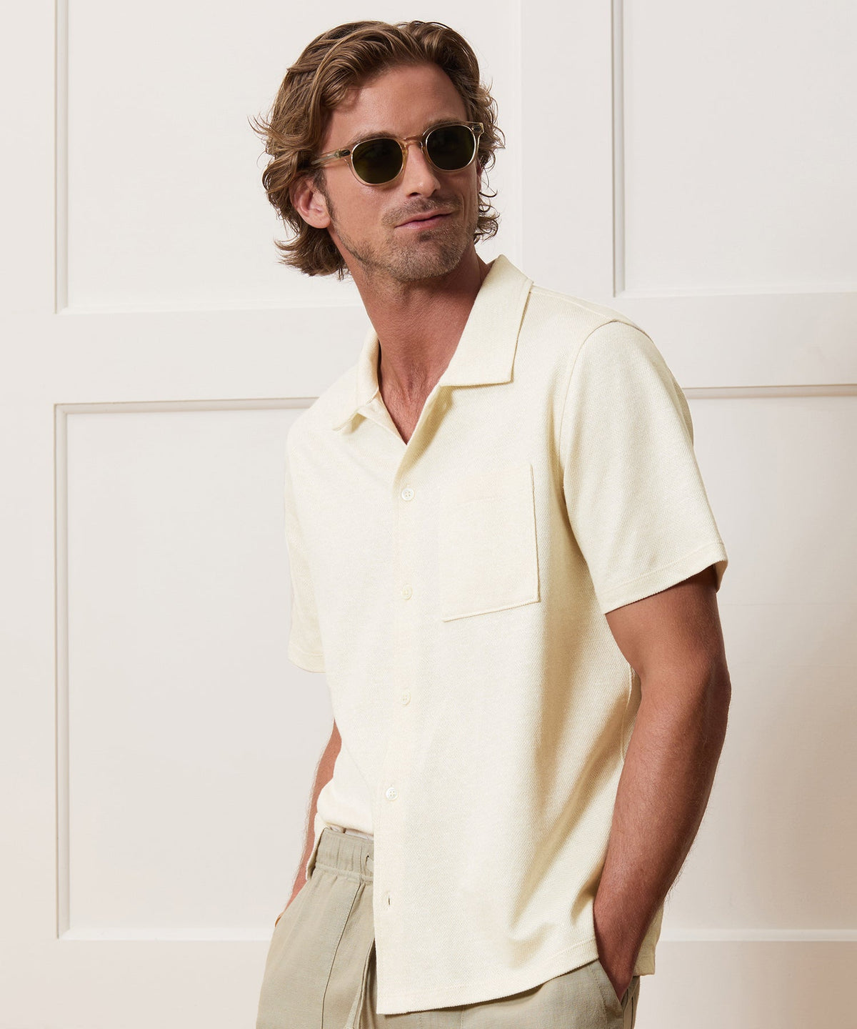 Todd Snyder Linen-Cotton Polo - Eggshell