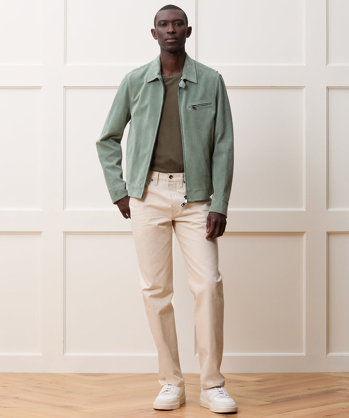 Todd Snyder Italian Suede Dean Jacket - Soft Sage
