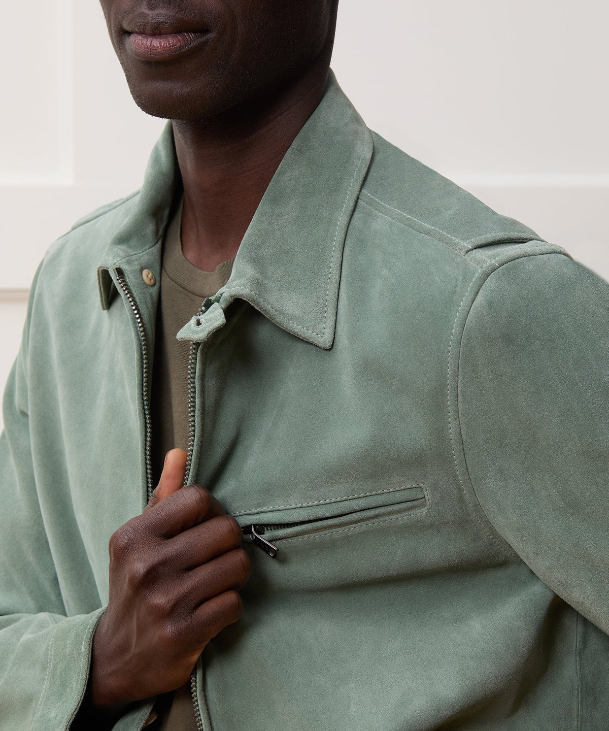 Todd Snyder Italian Suede Dean Jacket - Soft Sage