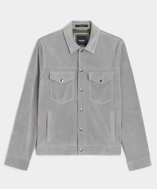 Todd Snyder Italian Suede Dylan Jacket - Light Grey
