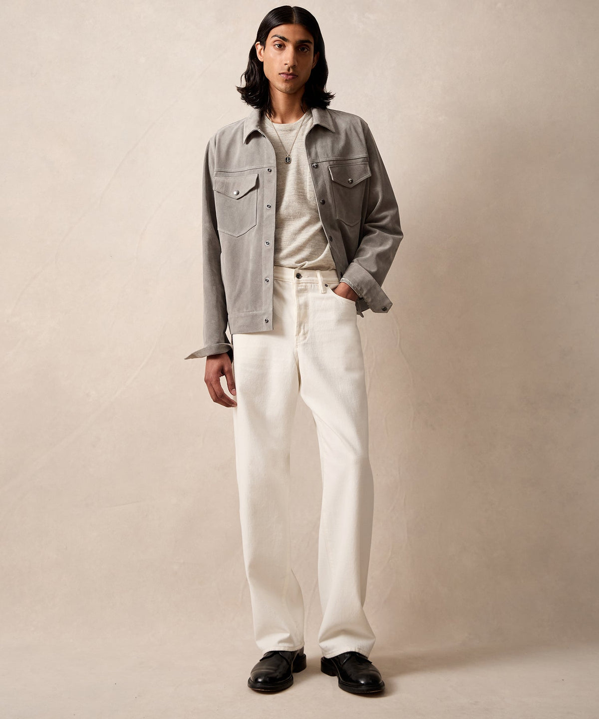 Todd Snyder Italian Suede Dylan Jacket - Light Grey