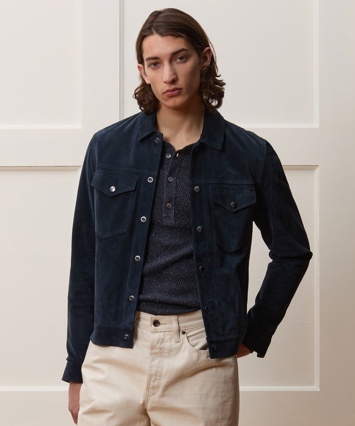 Todd Snyder Italian Suede Dylan Jacket - Navy