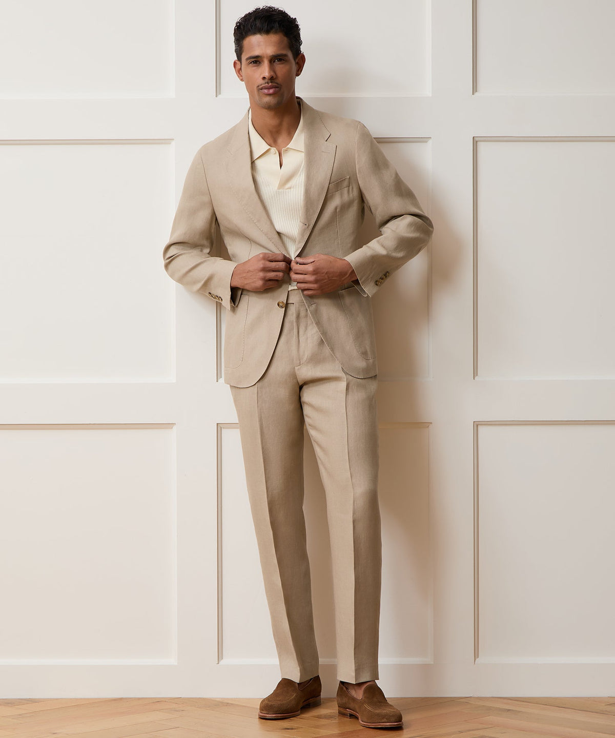 Todd Snyder Italian Linen Side Tab Trouser - Beige