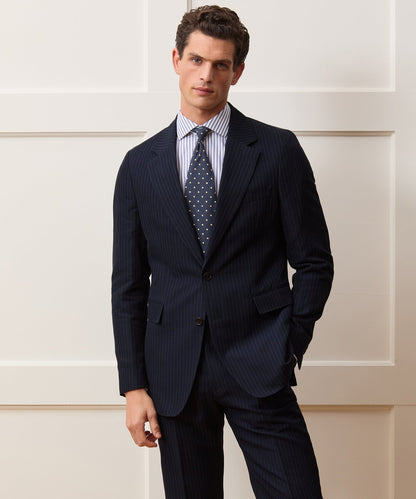 Todd Snyder Italian Cotton-Linen Pinstripe Sutton Jacket - Navy