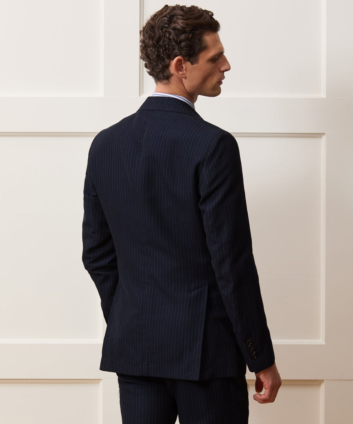 Todd Snyder Italian Cotton-Linen Pinstripe Sutton Jacket - Navy