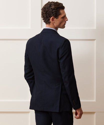 Todd Snyder Italian Cotton-Linen Pinstripe Sutton Jacket - Navy