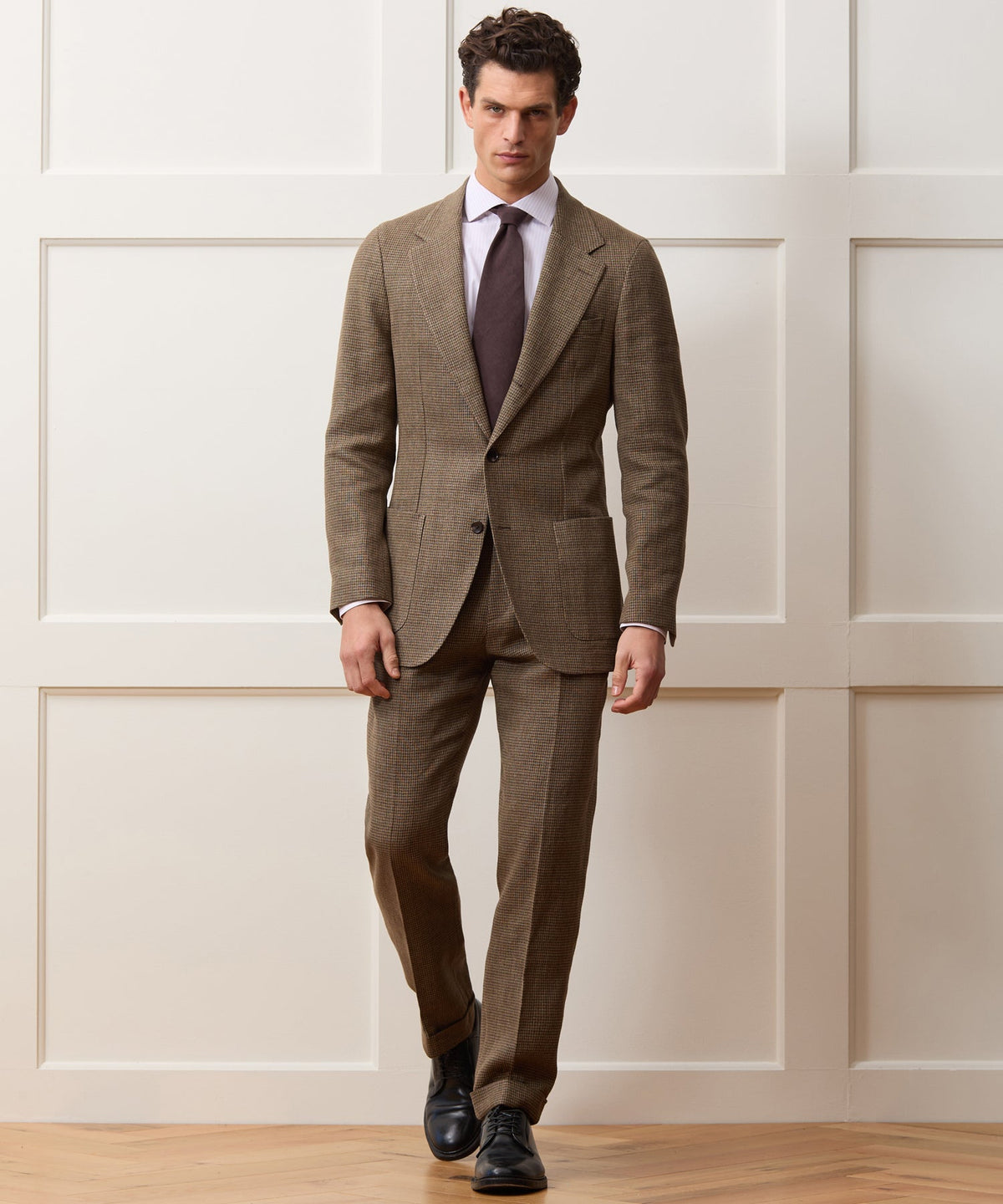 Todd Snyder Italian Linen Houndstooth Madison Trouser - Tan