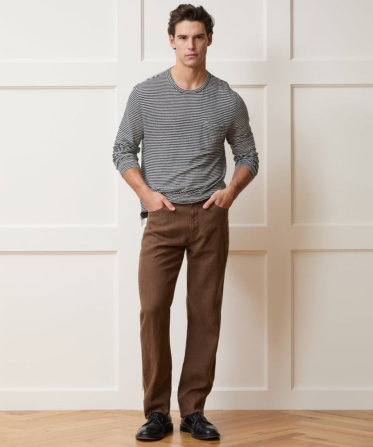 Todd Snyder Straight Fit 5-Pocket Linen Pant - Cigar