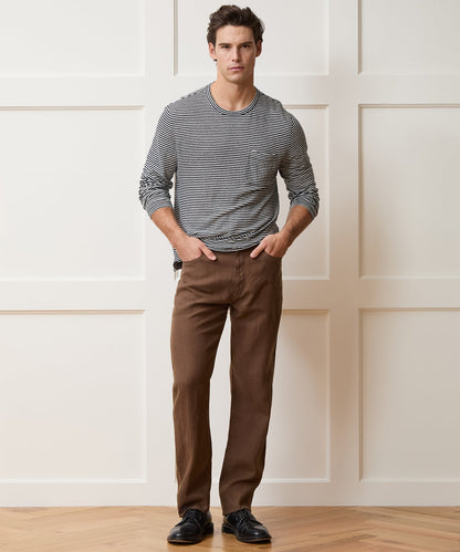 Todd Snyder Straight Fit 5-Pocket Linen Pant - Cigar