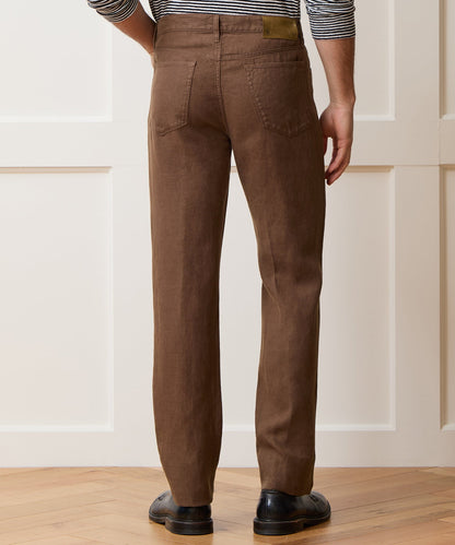 Todd Snyder Straight Fit 5-Pocket Linen Pant - Cigar