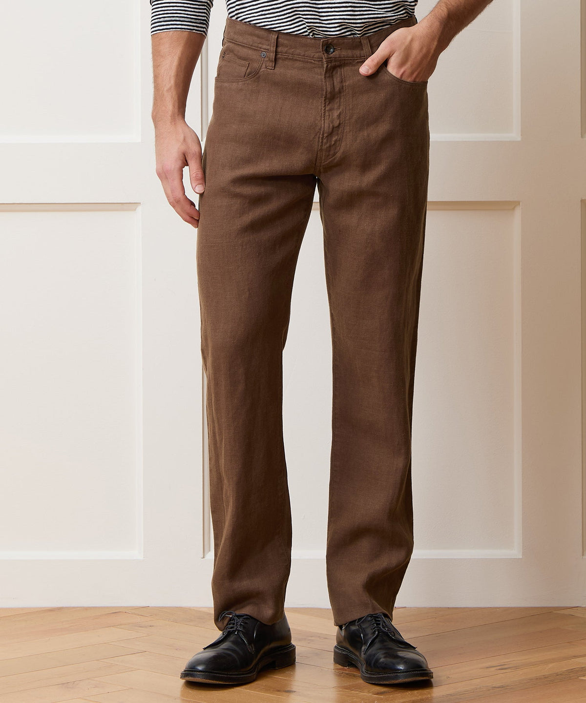 Todd Snyder Straight Fit 5-Pocket Linen Pant - Cigar