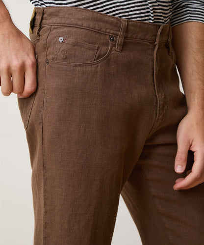 Todd Snyder Straight Fit 5-Pocket Linen Pant - Cigar