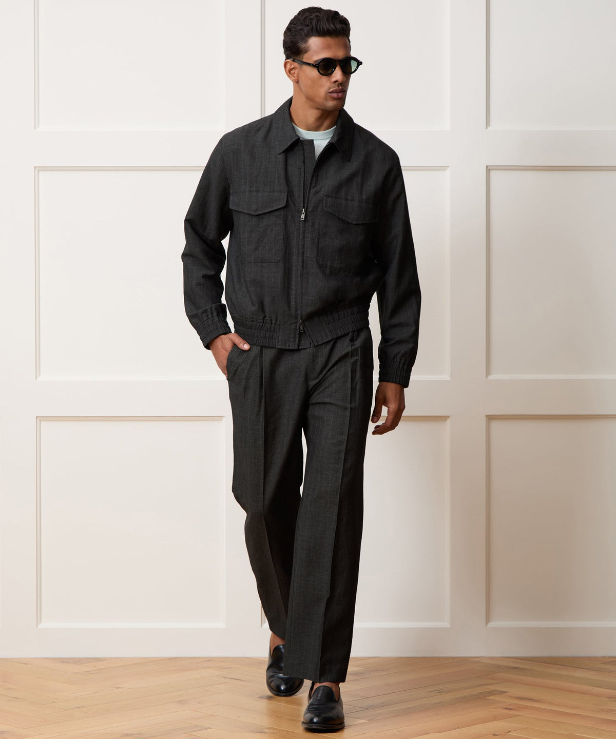 Todd Snyder Italian Linen-Wool Officer Trouser - Charcoal