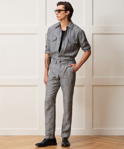 Todd Snyder Straight Fit Linen Favorite Pant - Black