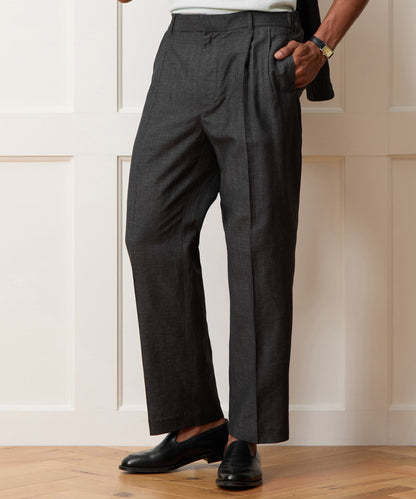 Todd Snyder Italian Linen-Wool Officer Trouser - Charcoal