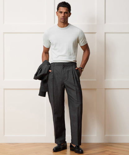 Todd Snyder Italian Linen-Wool Officer Trouser - Charcoal