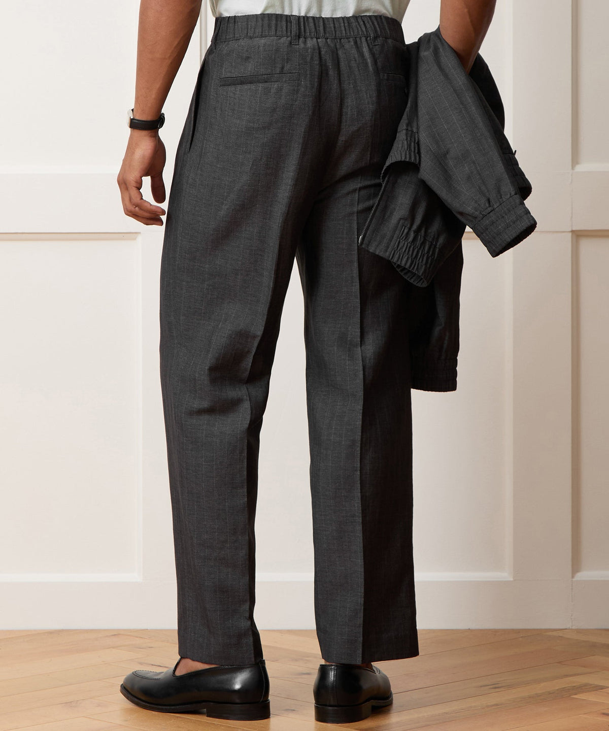 Todd Snyder Italian Linen-Wool Officer Trouser - Charcoal