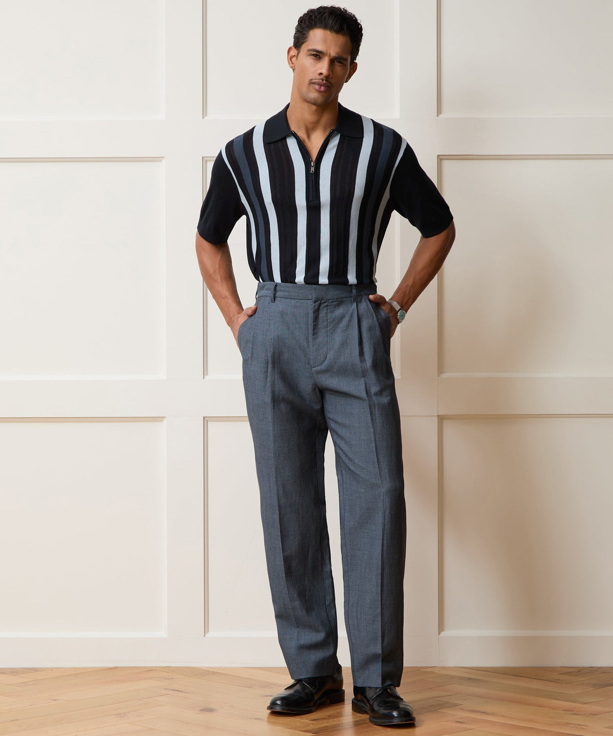 Todd Snyder Italian Linen-Wool Officer Trouser - Light Blue