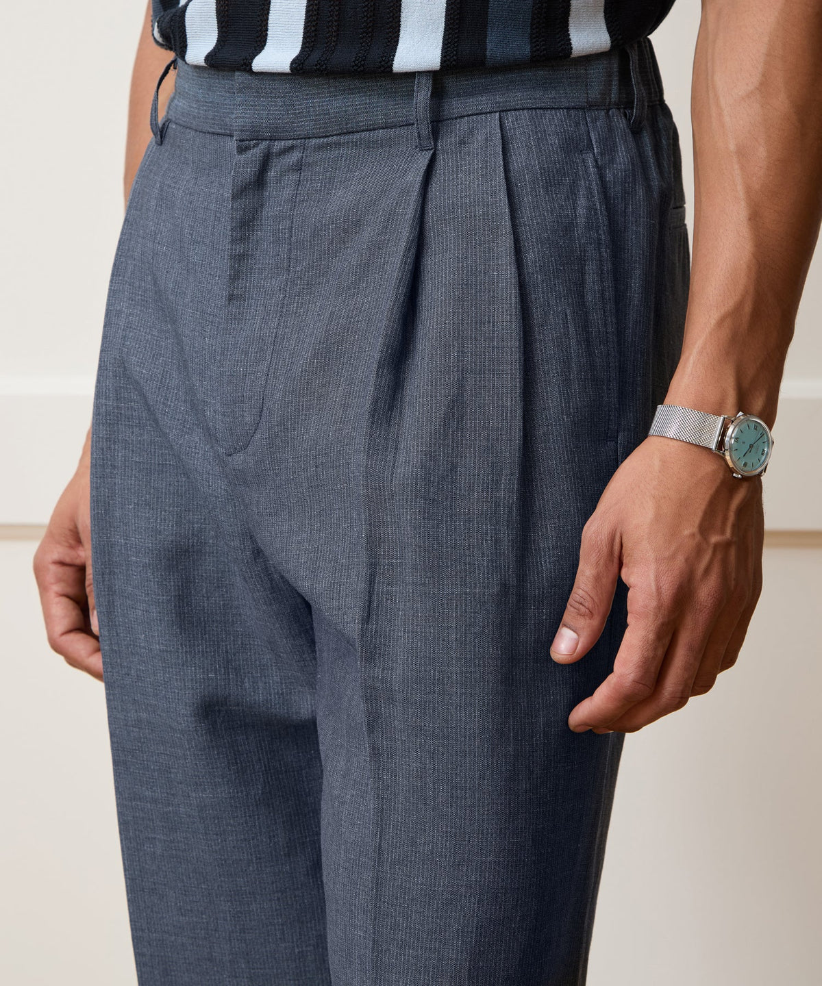 Todd Snyder Italian Linen-Wool Officer Trouser - Light Blue