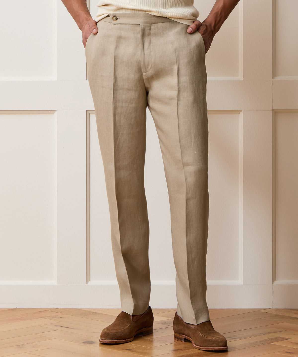 Todd Snyder Italian Linen Side Tab Trouser - Beige