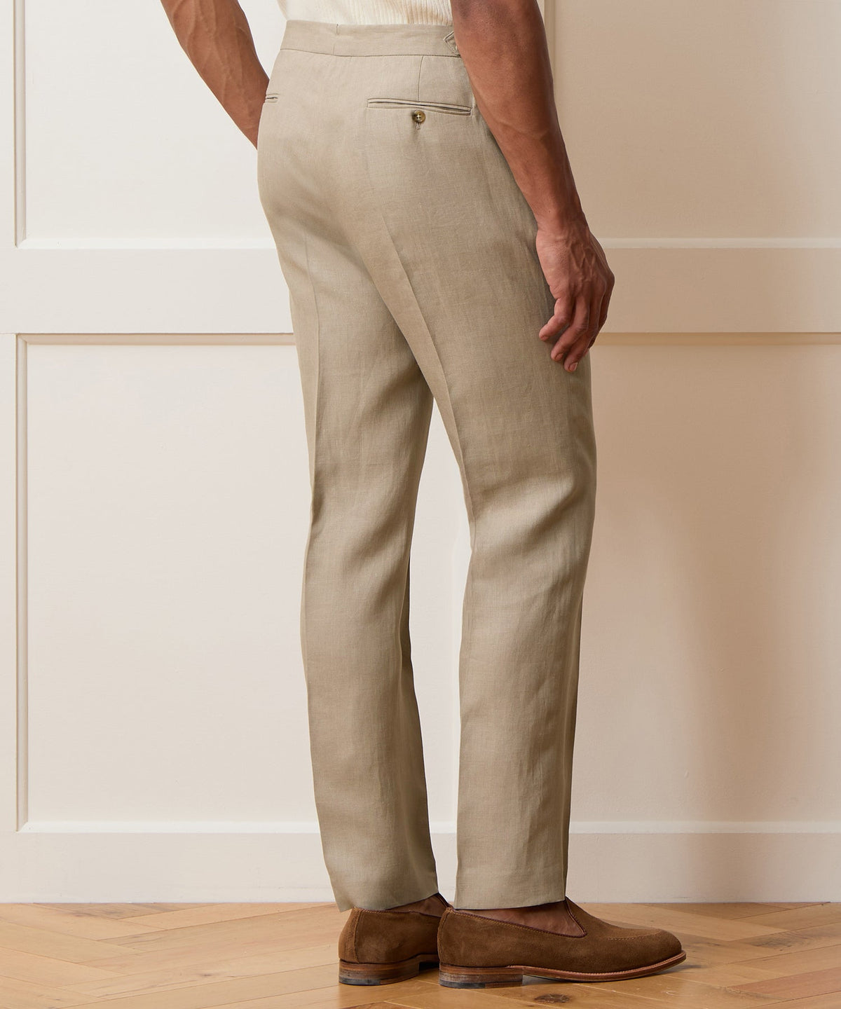 Todd Snyder Italian Linen Side Tab Trouser - Beige
