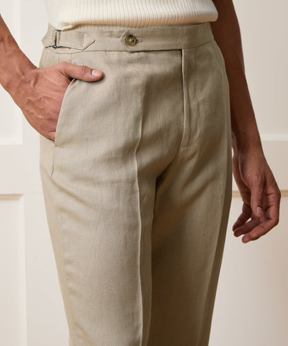Todd Snyder Italian Linen Side Tab Trouser - Beige